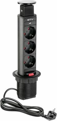 Prizë e integrume GTV AE-BPW3S60-20 3x220V/16A Ø60mm me kabllo 1.5m, e zezë