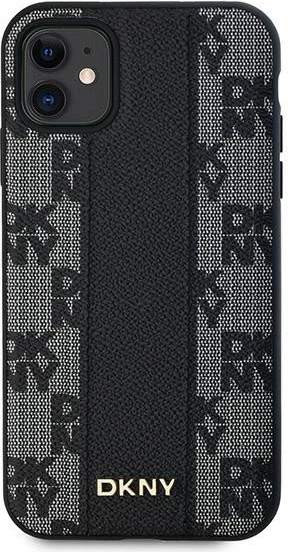 Mbështjellës DKNY Leather Checkered Mono Pattern MagSafe për iPhone 11/XR, i zi