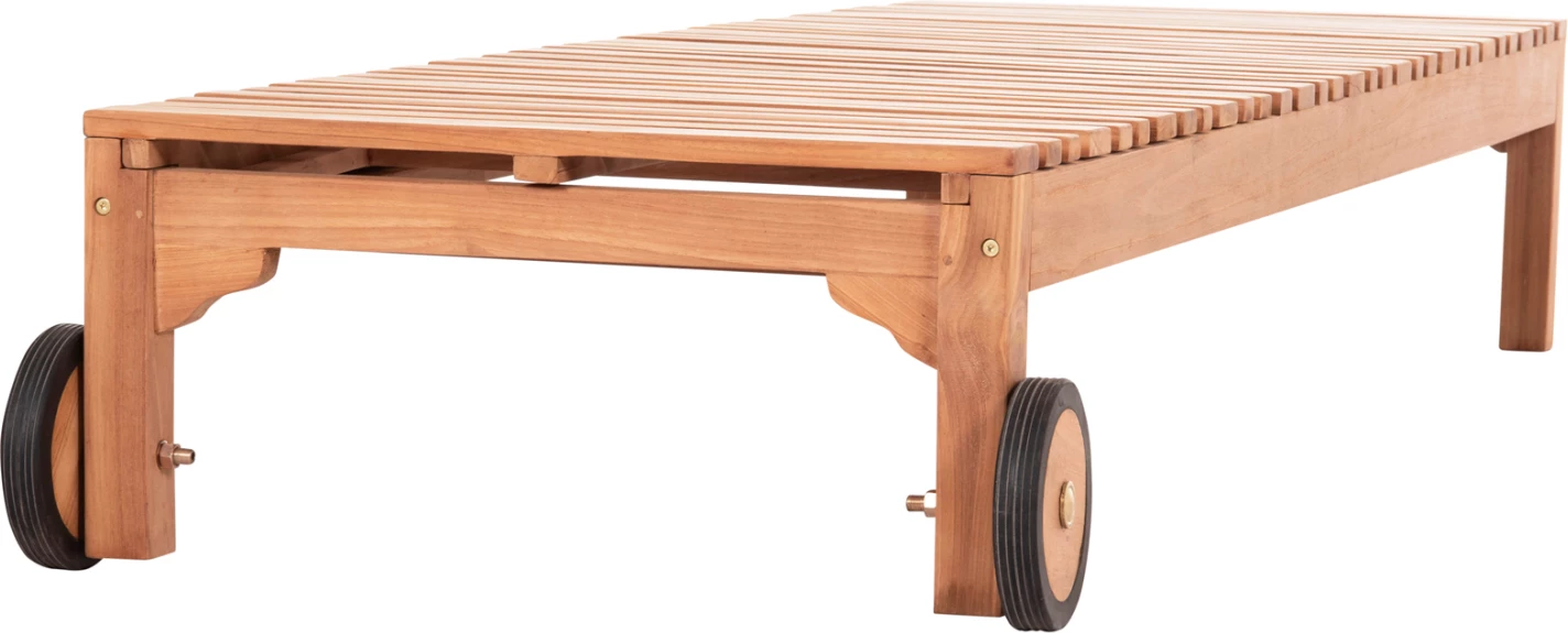 Shezlong me rrota STELLANO, dru tik natyral, 200x65x31cm