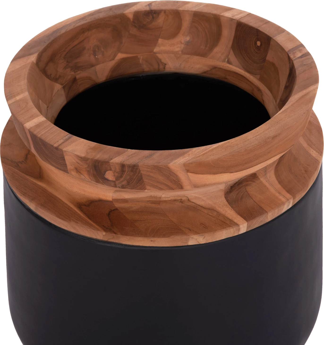 Vazo dekorative për dysheme LINTER, fibër-cement, ngjyrë e zezë, dru tik, FH4662.01L, 41x47cm