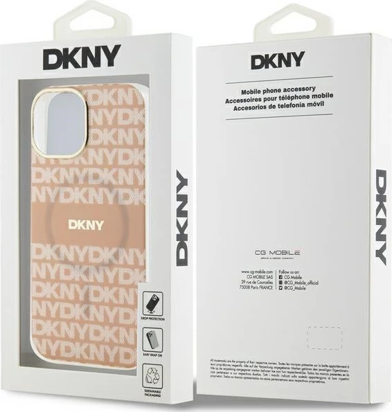 Mbështjellës DKNY IML Mono & Stripe MagSafe për iPhone 15 Plus / 14 Plus, Rozë