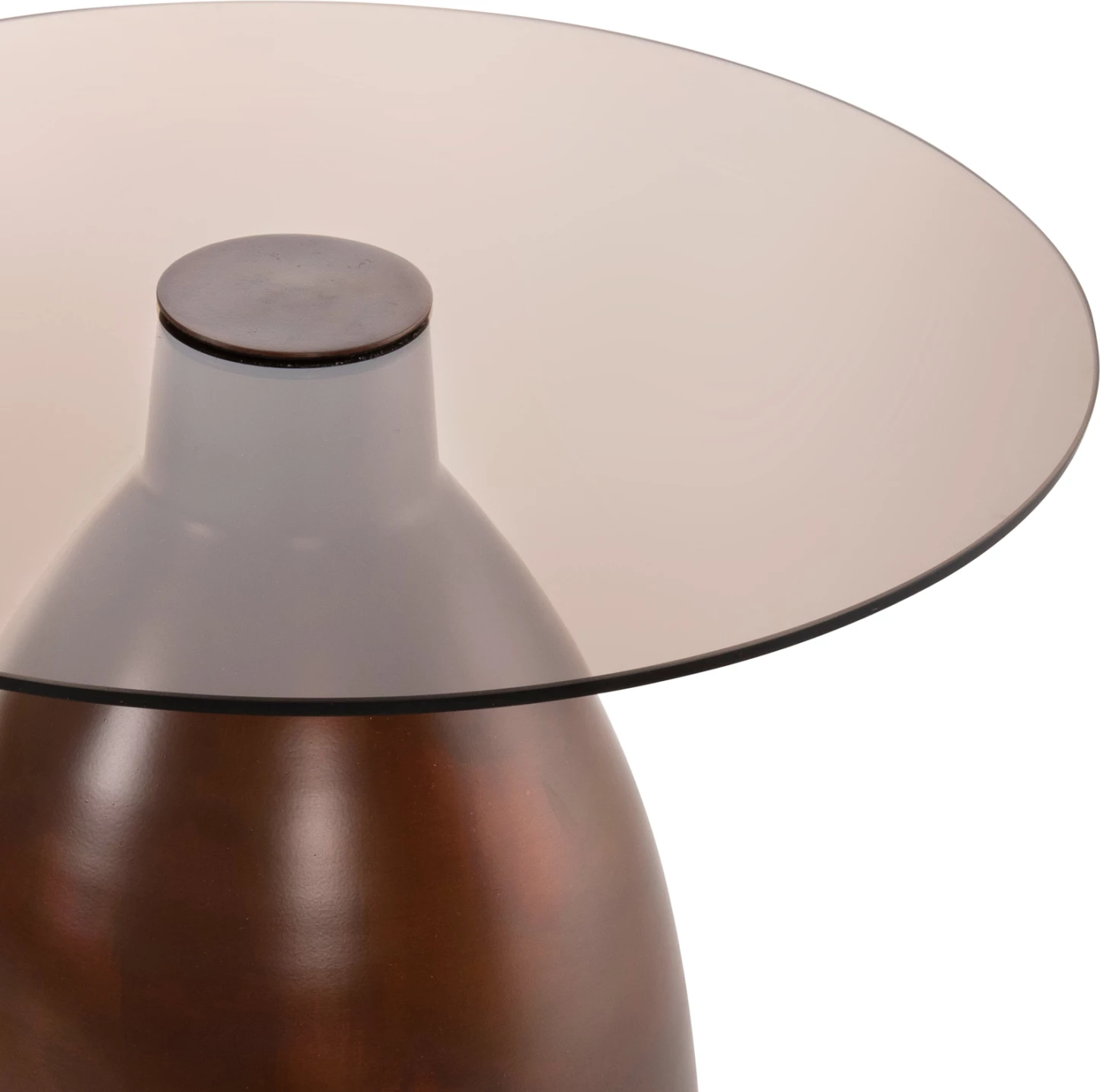 Tavolina anësore 2 copë REGEN FH9666 metal në ngjyrë bakri me sipërfaqe qelqi Φ44 & Φ40 cm