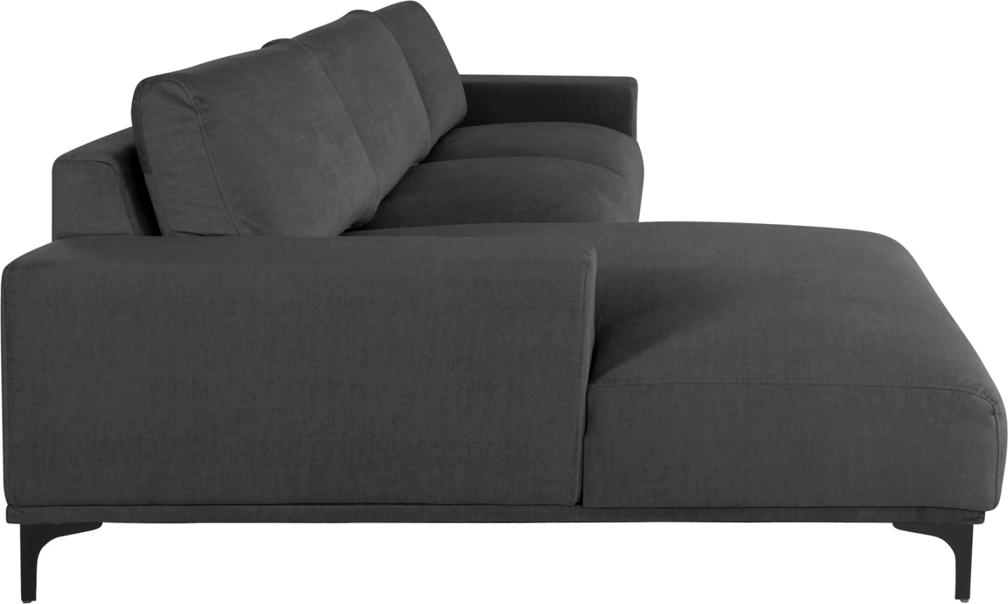 Divan qoshe (majtas) NOA FH3278.02L, pëlhurë antracit, 288x90-157x67-80H cm