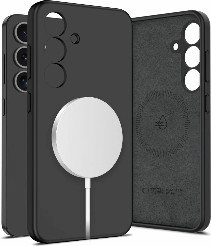 Mbështjellës Tech-Protect Liquid Silicone MagSafe për Samsung Galaxy S25, i zi