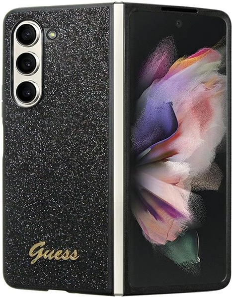 Mbështjellës Guess Glitter Script për Samsung Galaxy Z Fold 5, i zi