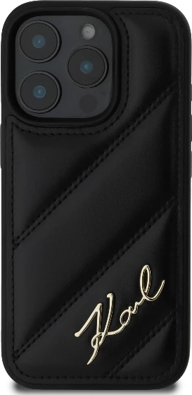 Mbështjellës Karl Lagerfeld Quilted Signature për iPhone 16 Pro Max, i zi
