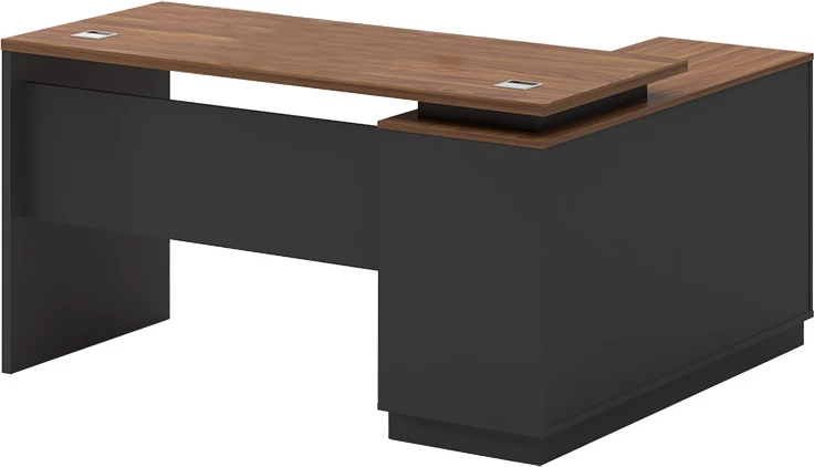 Tavolinë zyre këndore majtas Oscar, ngjyrë arre-antracit, 160x140x76cm