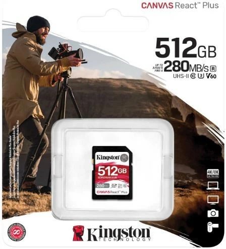 Kartelë memorie Kingston Canvas React Plus SD, 512GB, UHS-II, 280MB/s