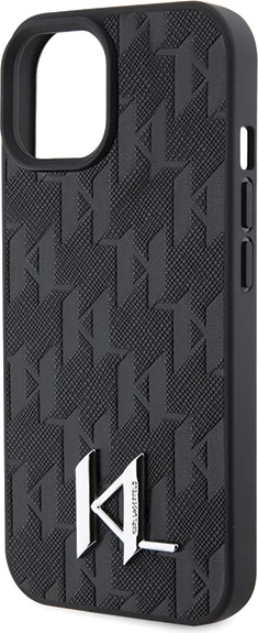 Mbështjellës Karl Lagerfeld KLHCP15SPKLPKLK për iPhone 15/14/13 6.1", lëkurë, i zi