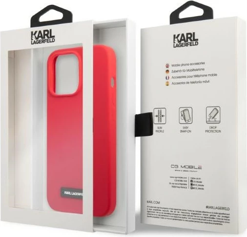 Mbështjellës Karl Lagerfeld Silicone Plaque për iPhone 13/13 Pro, 6.1", e kuqe