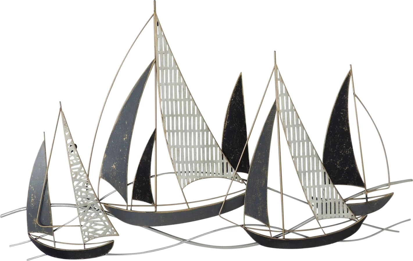 Dekor metalik për mur, FH7160, ngjyrë qymyr, e bardhë, ari, 92x3x56Y cm