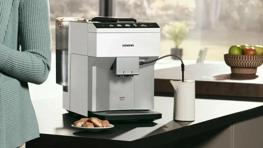 Aparat espresso automatik Siemens EQ500 TP515R02, 1500W, 15 bar, depo kokrrash 270g, rezervuar uji 1.9L, argjend/bardhë