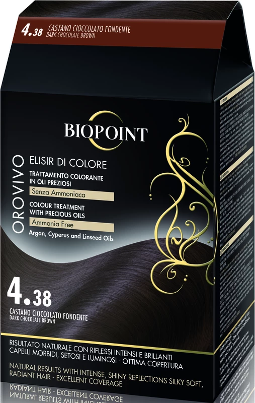 Ngjyrë për flokë Biopoint Orovivo 4.38 çokolladë e errët, 100 ml