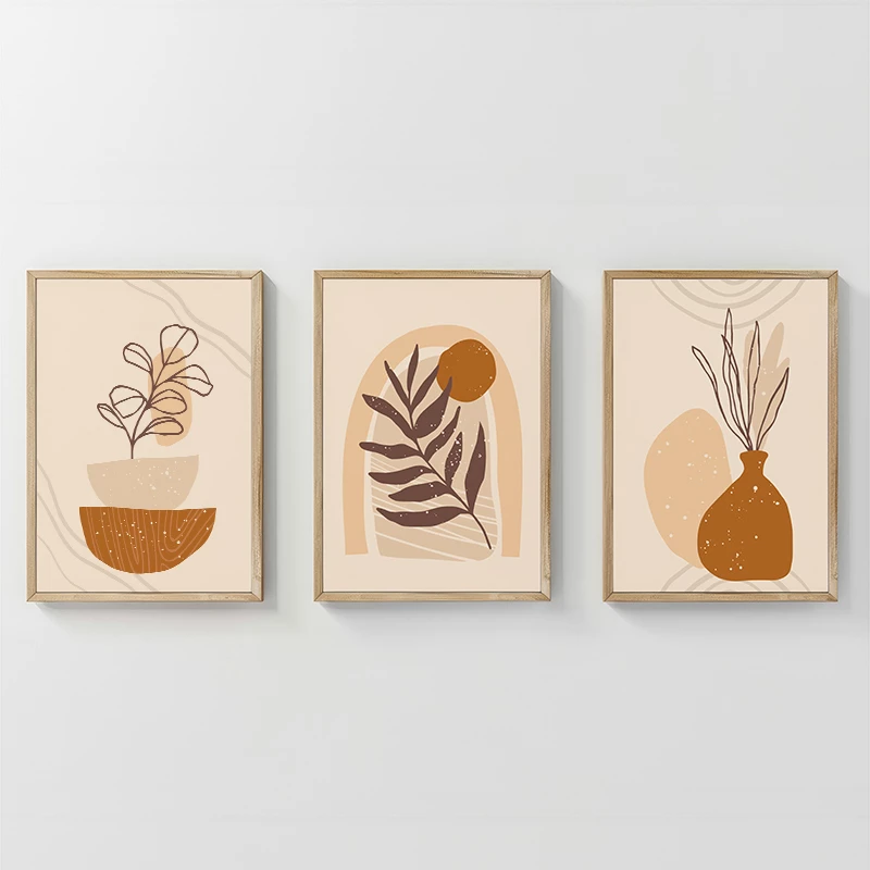 Dekor muri në kornizë Zephy triptik, print digjital, shumëngjyrësh, 33x1.5x48cm (3 copë)