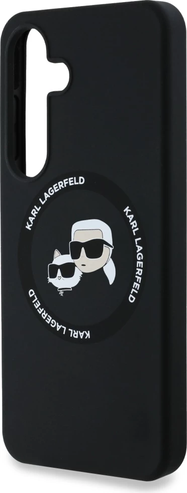 Mbështjellës Karl Lagerfeld Silicone Double Heads And Circle MagSafe për Samsung Galaxy S25, i zi
