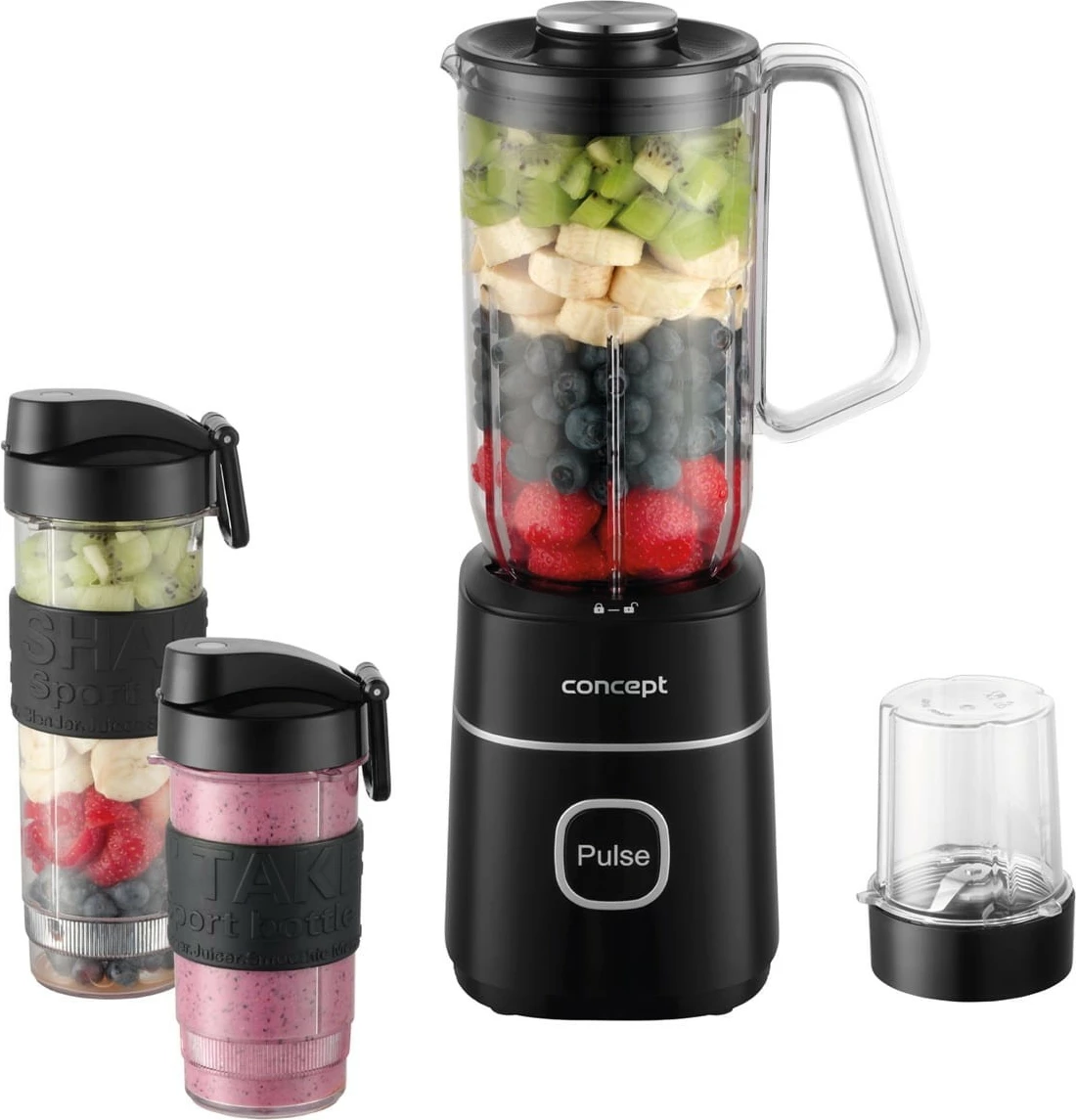 Blender, Concept SM3490, 700 W, Tritan 1 L + 570 ml + 400 ml, mulli për erëza, e zezë