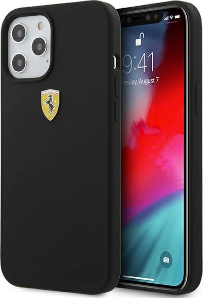 Mbështjellës Ferrari FESSIHCP12LBK për iPhone 12 Pro Max 6.7", silikon, zi