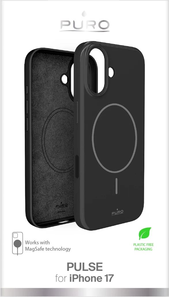 Mbështjellës Puro Pulse për iPhone 17, polikarbonat, i zi