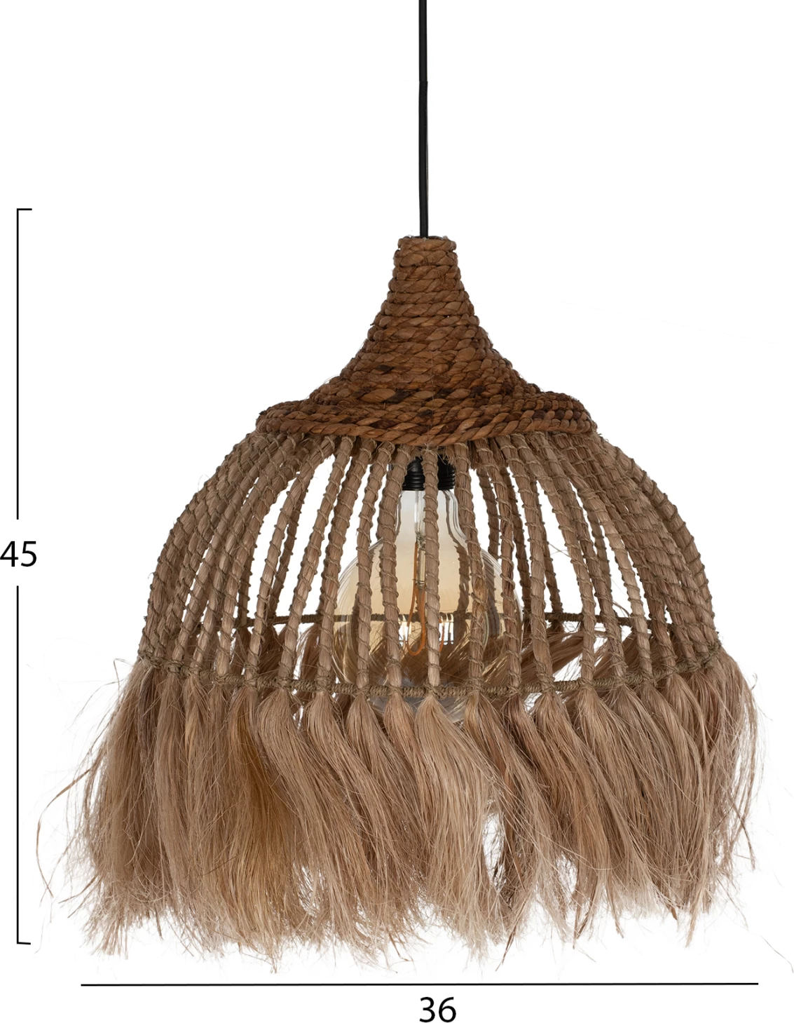 Llambë varëse tavani prej kërpi Manila me thekë, ngjyrë natyrale, 36x36x45H cm, FH7751