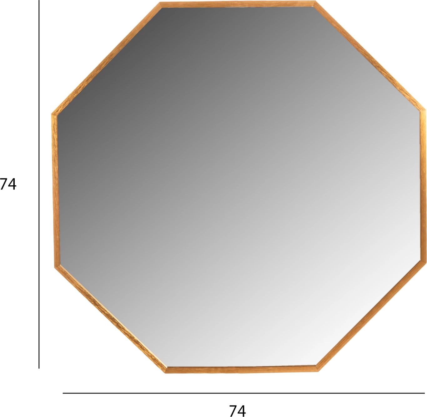 Pasqyrë muri oktagonale, kornizë alumini, ngjyrë ari, Φ74cm