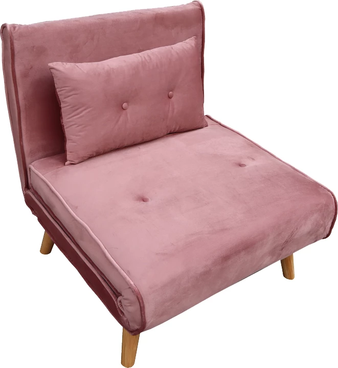 Karrige-shtrat Josiane kadife mollë e kalbur dhe këmbë druri, 77x80x81cm