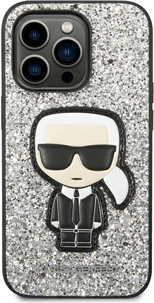 Mbështjellës Karl Lagerfeld KLHCP14XGFKPG për iPhone 14 Pro Max 6.7", Glitter Flakes, Argjendtë