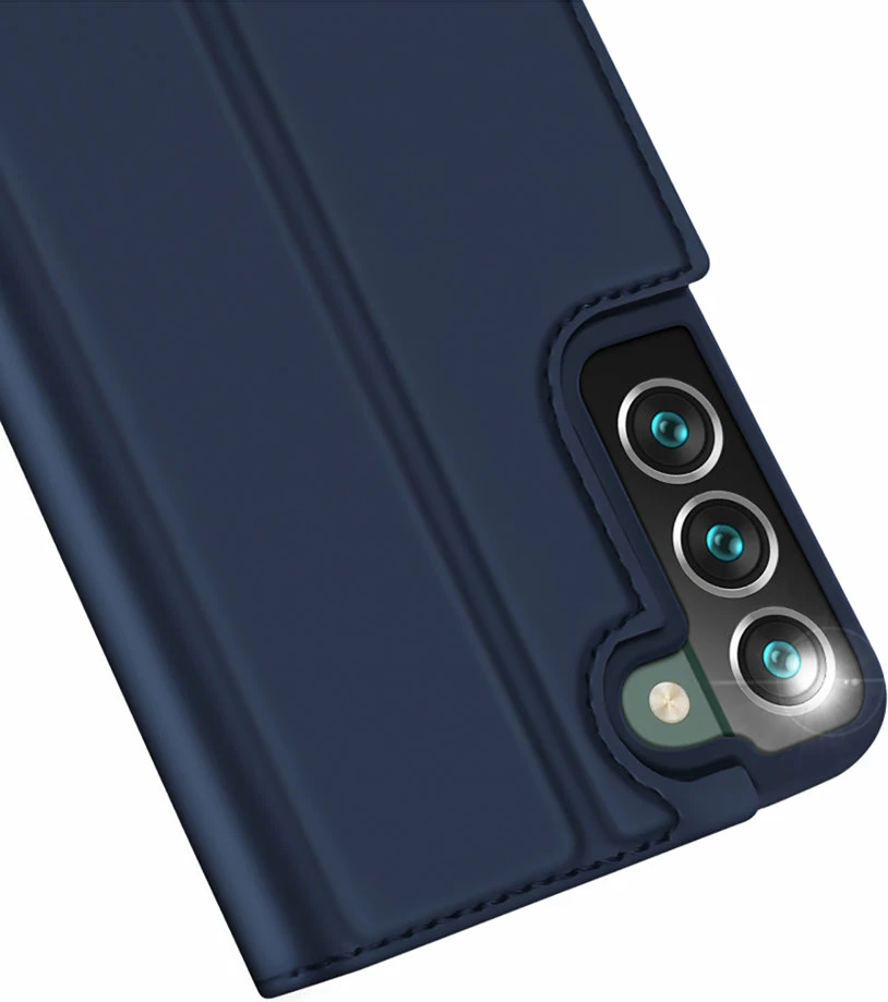 Mbështjellës Dux Ducis Skin Pro për Samsung Galaxy S22+, me kapak, funksion stand, xhep kartelash, Blu