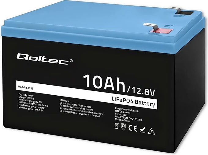 Bateri LiFePO4 rimbushëse, Qoltec 53713, 12.8V 10Ah 128Wh, me BMS
