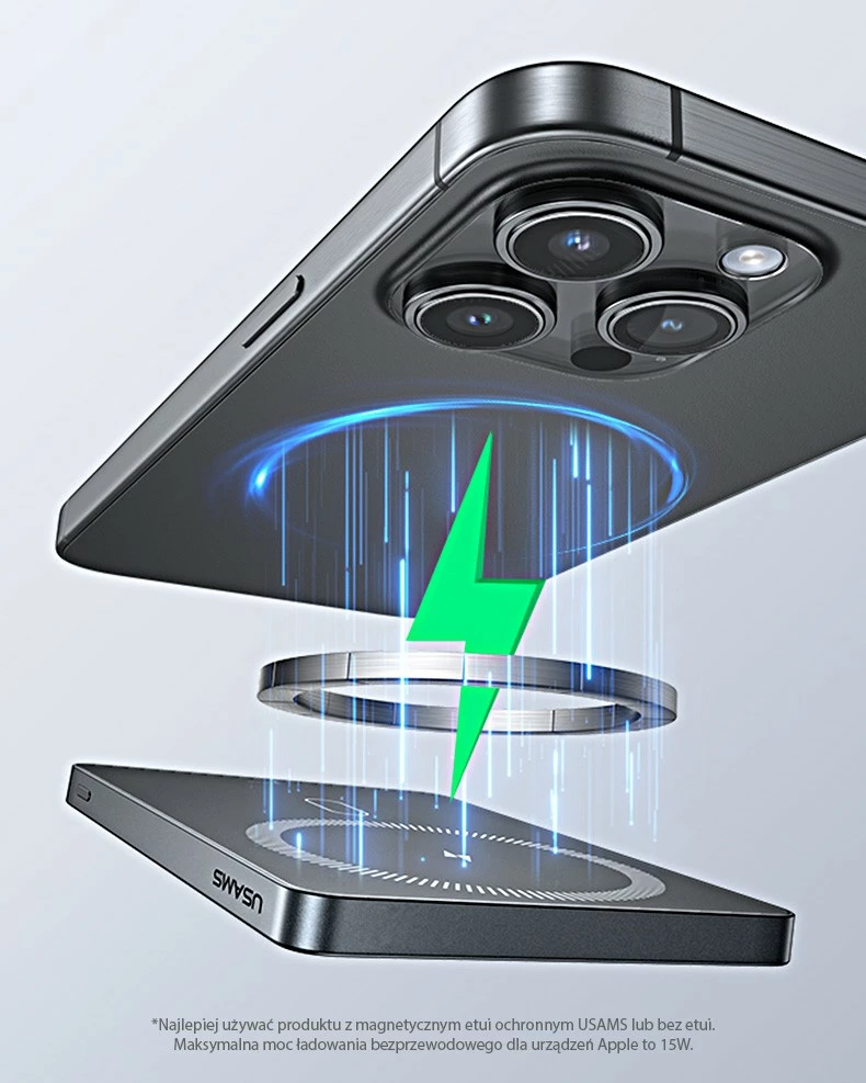 Power bank USAMS USA001542, 5000mAh, 20W PD, MagSafe, Titanium