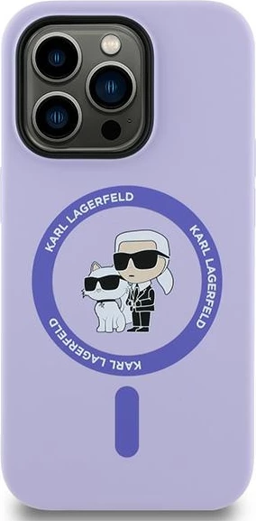Mbështjellës Karl Lagerfeld HC MagSafe Silicone Karl&Choupette Heads për iPhone 14 Pro, Violet