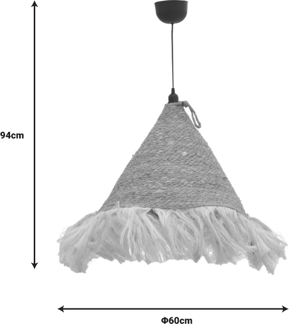 Llambë tavani prej jute Geole Inart, ngjyrë natyrale, Φ60x94cm