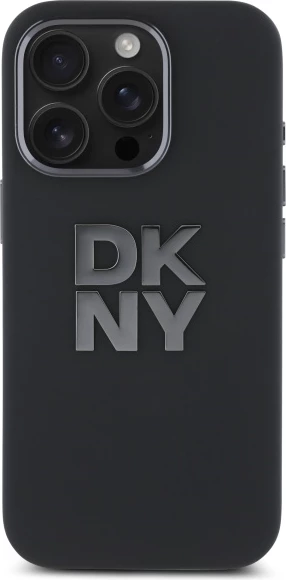 Mbështjellës DKNY Liquid Silicone Metal Logo për iPhone 16 Pro Max, i zi