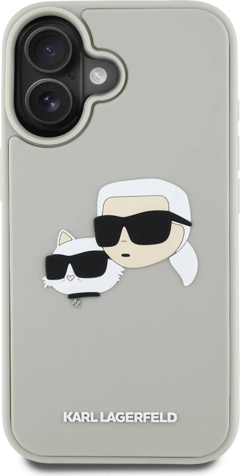 Mbështjellës Karl Lagerfeld HC 3D Rubber Double Heads për iPhone 16, Bezhe