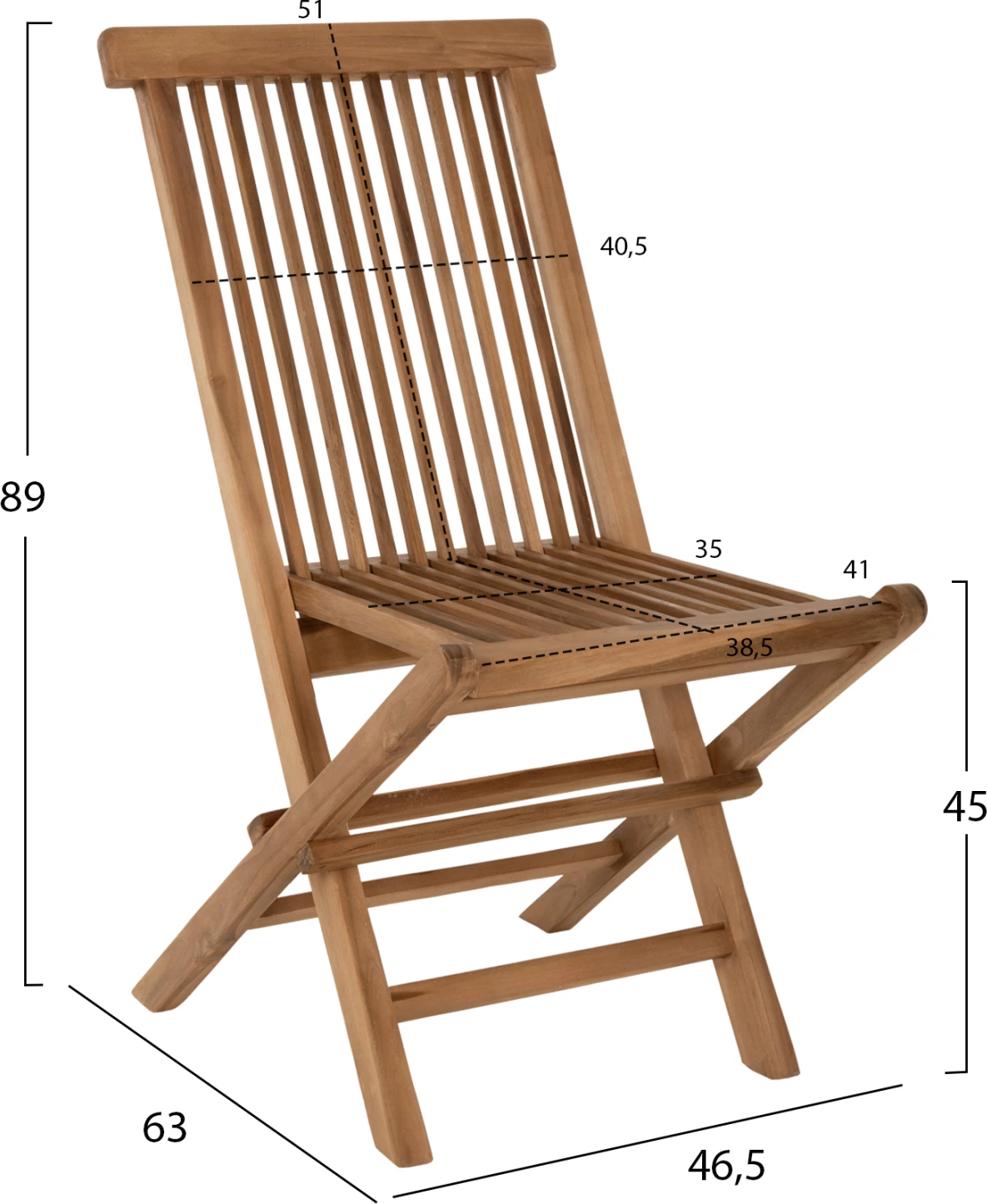 Tavolinë me karrige për terasë, 5 pjesë, palosëse, Kendall FH11950, dru teak, ngjyrë natyrale