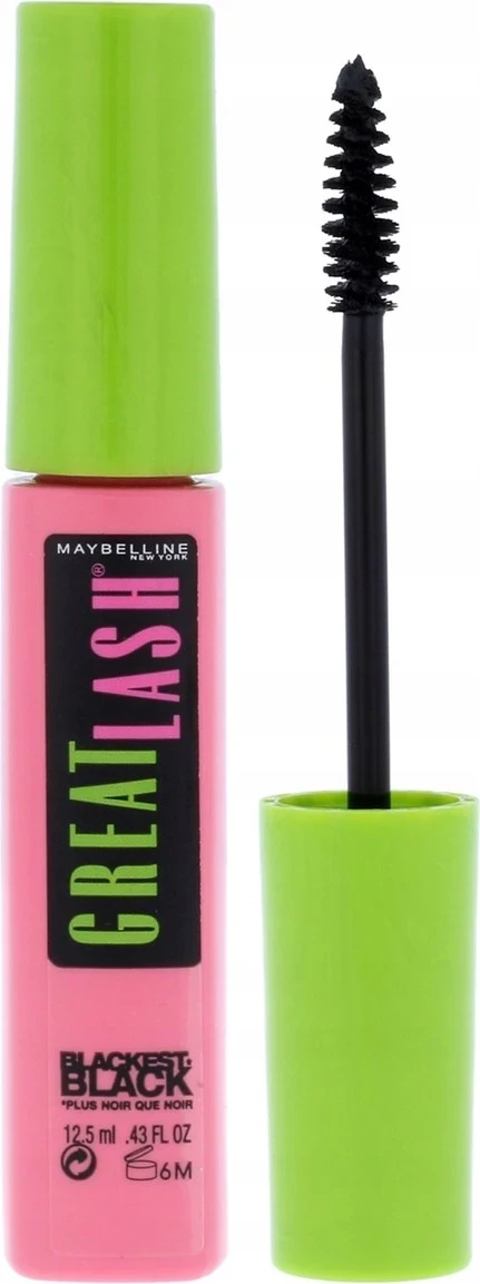 Maskarë për qerpikë Maybelline Great Lash, Blackest Black, 12.5ml