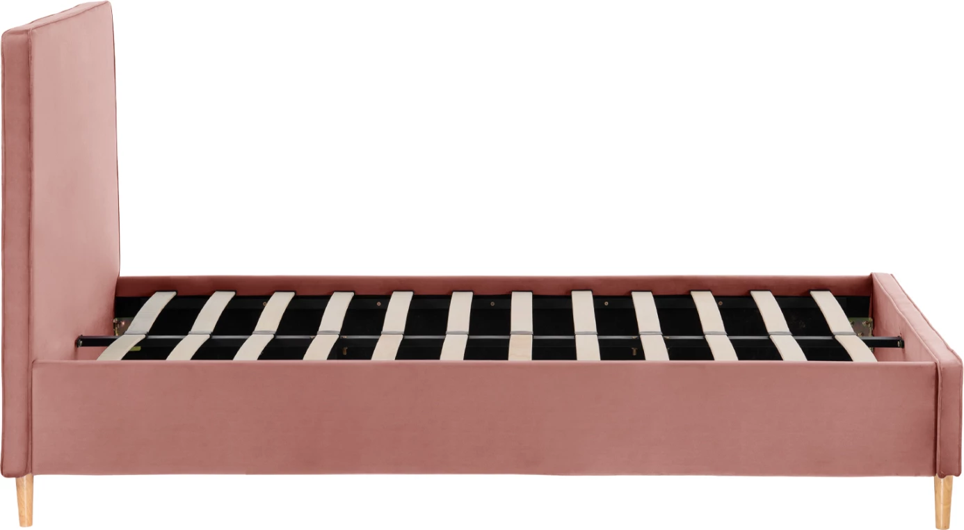 Krevat MAYLIN FH598.02 me kadife rozë të zbehtë për dyshek 120x200 cm