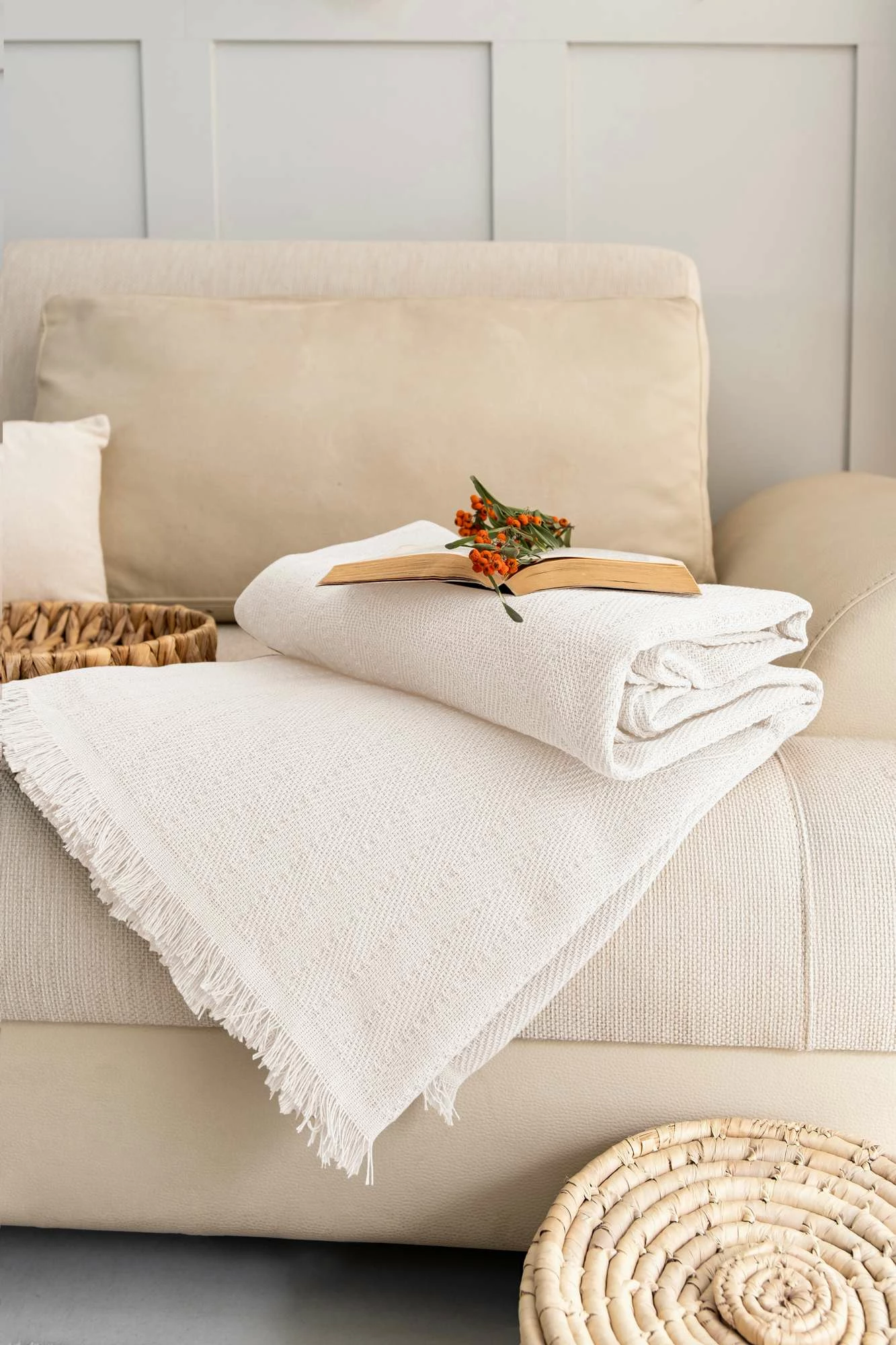 Mbulesë divani L'essentiel, Rio, ngjyrë krem