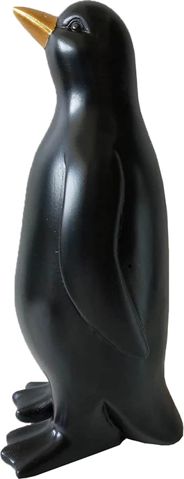 Dekor për Krishtlindje, pinguin, polirezine, ngjyrë e zezë dhe e artë, 13x13x29cm