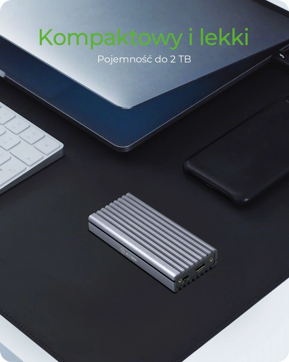 Kasë IcyBox IB-1817M-C31 për SSD M.2 NVMe, USB Type-C, Gri