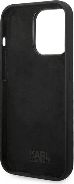 Mbështjellës Karl Lagerfeld KLHCP14LSLCTBK për iPhone 14 Pro 6.1", silikon, Choupette, zi