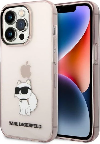 Mbështjellës Karl Lagerfeld KLHCP14LHNCHTCP për iPhone 14 Pro 6.1", hardcase, rozë
