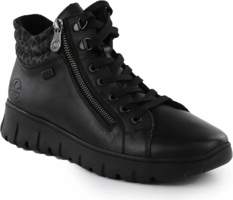 Çizme të shkurta lëkure për femra Rieker, të zeza