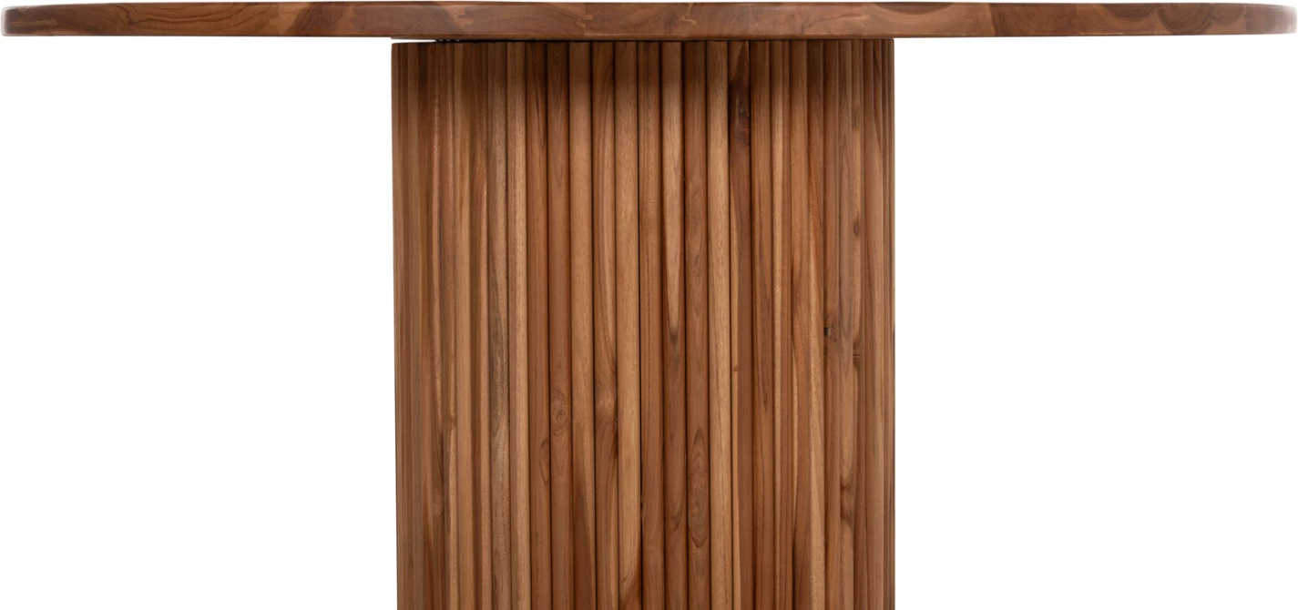 Tavolinë e rrumbullakët për ngrënie, dru tik, 130x79.5cm, trashësi 3cm