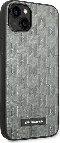 Mbështjellës Karl Lagerfeld KLHCP14SSAKLHPG për iPhone 14 6.1", Saffiano Mono Metal Logo, Gri