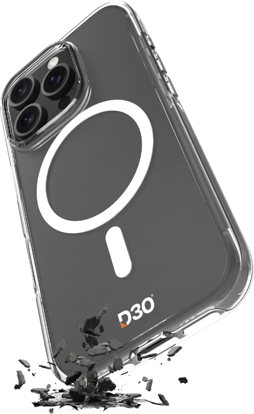 Mbështjellës Puro Impact Clear D3O MagSafe për iPhone 16 Pro, Transparent