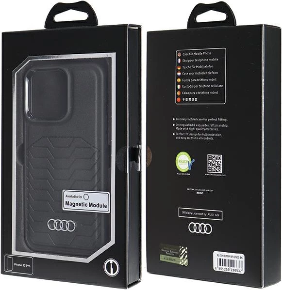 Mbështjellës Audi Synthetic Leather me MagSafe për iPhone 13 Pro / 13, i zi