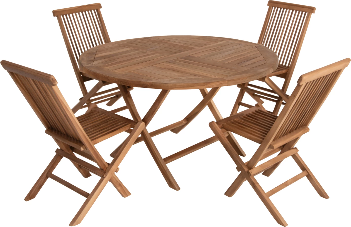 Tavolinë me karrige për terasë, 5 copë, Kendall, dru teak, ngjyrë natyrale