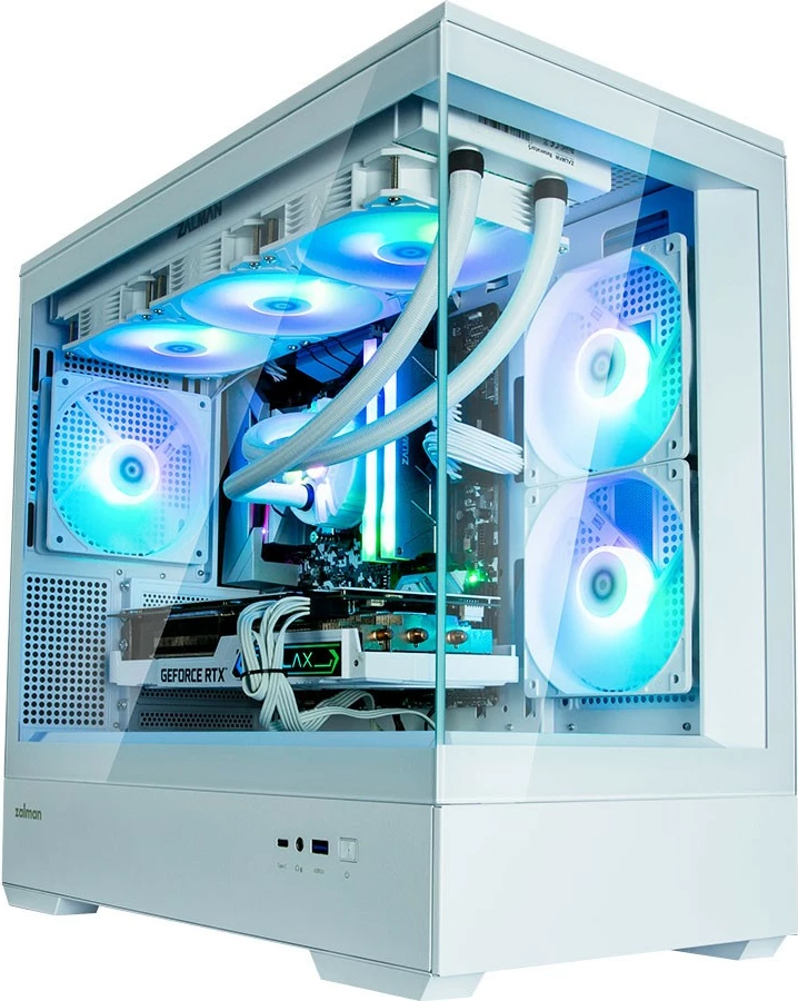 Kasë Zalman P30 White V2, Mini Tower, ARGB, Micro ATX, xham i temperuar, e bardhë