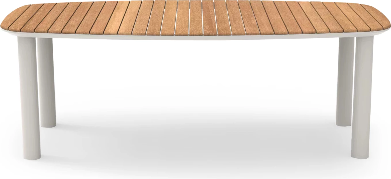 Tavolinë ngrënieje EUTOPIA, alumin krem, dru tik, 220x100x75cm