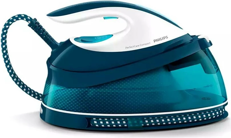 Hekur me gjenerator avulli, Philips, PerfectCare Compact GC7844/20, 2400 W, 1.5 L, 120 g/min, boost 400 g/min, kabllo 1.8 m, Sea/White
